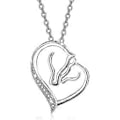 Miniatyrbillede 1 af 5: Heste Sterling Sølv Hjerte Halskæde til Kvinder Hestevedhæng Cubic Zirconia Halskæde med Kæde 18\" til Kvinder Piger