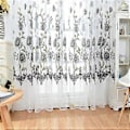Miniatyrbilde 3 av 5: Voile Gardiner Paneler Tyll Offset Trykk Peonmønster Skygge Drapering for Stue (1)(Grå-100x200cm)