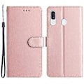 Miniatyrbillede 1 af 5: Til Samsung Galaxy A40 Wallet Case Telefon Stativ Cover Silke Struktur PU Læder Skal med Håndrem (Style A)