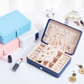 Miniatyrbillede 3 af 4: PU Læder Smykke Organizer Display Rejse Smykke Æske, 1 stk, Blå