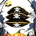 Pikkukuva 2 / 5: Kolmikolkkahattu, esitykset, kapteenin hattu, Halloween-roolileikkihattu, päähine, merirosvoasu, silmälaput (musta merirosvohattu)