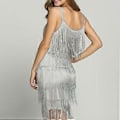 Miniatyrbillede 3 af 5: Cocktailkjole Pandebånd Great Gatsby 1920'erne Fringe Flapper Party Tassel Mode (XL Grå)
