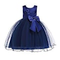 Miniatyrbild 1 av 5: 2023 Nyfödda flickors Pageant Spetsbroderade Klänningar Toddler Party Bowknot Tutu Klänning (160 Blå)