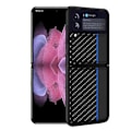 Miniatyrbild 1 av 4: Kolfiber-fodral med textur för Samsung Galaxy Z Flip4 (Blå)