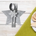Miniatyrbillede 2 af 5: 4 stk. julefiltbestikholder, femtakket stjerneform, Chri
