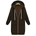 Miniatyrbillede 1 af 3: Afslappet Kvinders Lange Hoodies Sweatshirt Frakke Lynlås Yderbeklædning Hættejakke Yderbeklædning Toppe-b (4XL Kaffe)