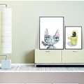 Miniatyrbillede 2 af 5: Wekity Ræv og Kat Væghængt Canvas Print Poster, Simpel Sød Akvarel Kunsttegning Dekoration til Hjemmet Stue Soveværelse Kontor og Børneværelse (Sæt