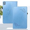 Miniatyrbillede 2 af 5: Blomsterpræget Læder Tablet Etui Til TCL NxtPaper 11 (Blå)