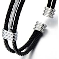 Miniatyrbillede 3 af 4: Mænd Kvinder Rustfrit Stål Twisted Kabel Justerbar Manchet Armbånd Br