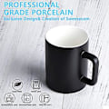Miniatyrbillede 2 af 5: JUSCH Keramik Kop Smooth Frosted Porcelæn Kande, Kaffe Kopper, Tekop, til Kontor og Hjem, Sundhedsgave, Maksimal Kapacitet 13oz, Sort, Enkelt (WZ126