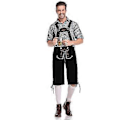 Pikkukuva 2 / 5: Saksalainen perinteinen miesten Oktoberfest-asu ruutupaita brodeeratut henkselit puku (XXL musta paita ja mustat haalarit)