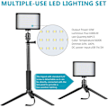 Miniatyrbilde 3 av 5: 2 stk USB 5600K dimmbare LED-videolamper med justerbart stativ