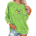 Pikkukuva 1 / 2: Joulu The Grinch -printti T-paita Joulu Naisten Pitkähihainen Collegepaita Pusero Topit -NMAOV (XL Vihreä)