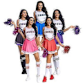 Miniatyrbild 2 av 3: Cheerleadingkläder för damer, femfärgad ärmlös fotbolls-cheerleadingklänning för bebisar, damsockor/YY(XL lila1)