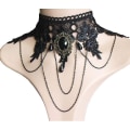 Miniatyrbild 3 av 5: Svart Choker Spets Halsband med Armband Set Punk Fest Gotisk Vi