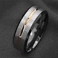 Miniatyrbillede 3 af 4: Mode Mænd Mat Stribe Titanium Stål Ring Vielsesfest Smykker Gave (US 10)
