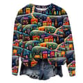 Dam Dam 3d Roliga Jultryck Tröjor Långärmad Casual Pullover Toppar Blus Julklappar (L 4)