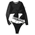Miniatyrbillede 1 af 5: Åndbar Island Goddess tre-delt badedragt bikini langærmet mesh frakke bikini perfekt til vandaktiviteter sort S(S sort)