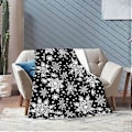 Miniatyrbillede 3 af 4: Vinter Snefnug Sort Dækken Super Blødt Varmt Fire Sæsoner Julepynt Ulddækken Til Seng Stol Bil Sofa Soveværelse 152,4 cm X 127,7 cm