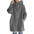 Miniatyrbillede 1 af 3: Dame Lynlås Hættetrøjer Y2k lange Sweatshirts (M Grå)