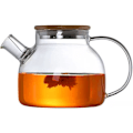 Miniatyrbillede 1 af 5: 1000 ml glas tekande, borosilikat glas tekande med metal si, glas tekande med bambus låg, gl