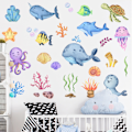Miniatyrbillede 1 af 5: Stickers Muraux sous la Mer Autocollant Mural Tropicale Poisson