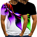 Miniatyrbillede 4 af 5: Fianao Mænds T-shirt med Ørnprint Kontrastfarve O-hals Fritid Sommer Top til Daglig Brug (M Sort)