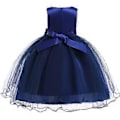 Miniatyrbild 3 av 5: 2023 Nyfödda flickors Pageant Spetsbroderade Klänningar Toddler Party Bowknot Tutu Klänning (100 Ljusblå)