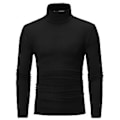 Miniatyrbillede 1 af 5: Fianao T-shirt Solid Farve Langærmet Bomuld Mænd Høj Hals Slim Basic Top til Forår (L Sort)