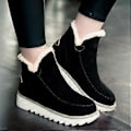 Miniatyrbillede 5 af 5: 1 par klassiske skridsikre ankel Uggs til damer, sort bomuld, 1 par varme sne støvler med microfleece foring (37 sort)