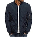 Miniatyrbild 1 av 5: Fianao Solid Färgad Jacka Långärmad All-Match Zip Up Stå Krage Herrjacka för Kontor (3XL Marinblå)