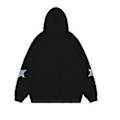 Miniatyrbillede 2 af 3: Retro stjerne hoodie med lynlås, løs afslappet efterårsskjorte (XL Sort)