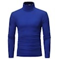 Miniatyrbillede 1 af 5: Fianao T-shirt Solid Farve Langærmet Bomuld Mænd Høj Hals Slim Basic Top til Forår (XXXL Blå)
