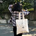 Miniatyrbillede 3 af 4: Canvas Tote Bag til Kvinder, Genanvendelige Indkøbsposer, Søde Tote Bags