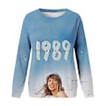 Miniatyrbilde 1 av 2: Taylor Swift Trykket Genser Swiftie Oversized Konsert T-skjorter Bluse Casual Rund Hals Langermet Genser Topper For Fans Gave(XL C)