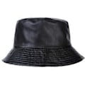 Miniatyrbild 1 av 5: Unisex Mode Bucket Hatt PU Läder Regnhatt Vattentät (svart)( svart)