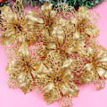 Miniatyrbillede 5 af 5: 12 stk. Glitter Poinsettia Ornamenter Juletræ Dekorationer