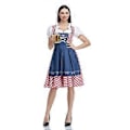 Pikkukuva 2 / 5: Naisten Oktoberfest Oluttyttö Puku Baijerilainen Perinteinen Dirndl Mekko Cosplay Naamiaisasu (XXL Denim Punainen)