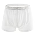 Miniatyrbild 1 av 5: Soutong Genomskinliga Herr Underkläder Solid Färg Mesh Garn Midja Transparent Tunn Boxer Underkläder (XL Vit)