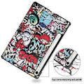 Miniatyrbillede 4 af 5: JSM PU Læder Smart Cover til Samsung Galaxy Tab S9 FE 10.9 (Graffiti)