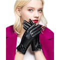 Miniatyrbillede 2 af 5: Vinterhandsker PU Dame Touch Screen Varme Fleece Foret Faux L