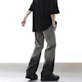 Miniatyrbilde 4 av 5: Herrejeans Løse Straight Wide Leg Mid Waist Glidelås Lukking Streetwear Gradient Mann High Street Lange Denim Bukser Daglig Bruk (L)