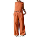 Miniatyrbild 1 av 5: Sommar Dam Daglig Kostym Ärmlös Fritid Shopping Kort Lös Tank Top Raka Byxor Tvådelade Set Shopping Orange 4XL(4XL Orange)