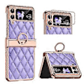 Pikkukuva 2 / 5: Rhinestone-pinnoitettu suojakotelo Samsung Galaxy Z Flip 4:lle, PU-nahkakansi saranasuojauksella ja sormuksella