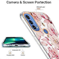 Pikkukuva 4 / 4: Kukkien TPU-kotelo Motorola Moto E20 / E30 / E40:lle (Vaaleanpunainen Gardenia)