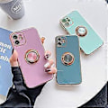 Miniatyrbilde 2 av 5: ComfyArt iPhone XR-etui med ringholder, innebygd kickstand, lett mikrofiberfôr, glitterbelagt rosegullkant, beskyttende