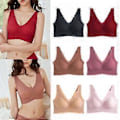 Miniatyrbillede 2 af 5: Trådløs T-shirt BH til kvinder, fuld dækning, usynlig hverdags-bralette, bølget kant, bred strop, V-hals undertøj med indlæg, sort, One Size (sort)