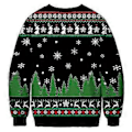 Miniatyrbilde 2 av 3: Julegenser for kvinner, menn og par med Grinch-trykk, rund hals, stygg genser, langermet grønn monstergenser (2XL D)