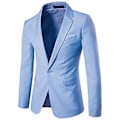 Pikkukuva 1 / 5: Miesten Blazer Yksipainikkeinen Yksivärinen Käännetty Kaulus Pluskoko Slim Taskut Puku Takki Toimistoon (4XL Vaaleansininen)