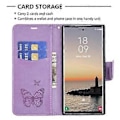 Miniatyrbillede 3 af 5: Til Samsung Galaxy S24 Ultra Etui Butterfly Trykt Stativ Læder Pengebog Cover (Style B)